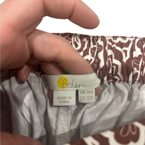 NWOT Boden Pull On Ankle Trousers Red Oak Summer Paisley Brown White Straight 10 - Picture 8 of 14